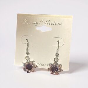 Silver and Purple Floral Earrings